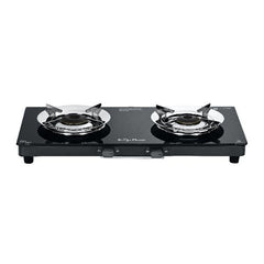 Surya Flame LPG 2 Burner GREEN Glass Gas Stove Manual Ignition LERC Brass Burners & Steel Pan Support With 5 Years Warranty