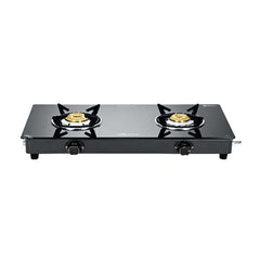 Surya Flame "MAESTRO GLASS TOP" 2 Burner L.P.G Stove with Tripin Brass Burner and Doorstep Service 2 Years Warranty
