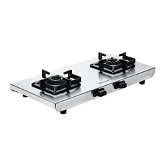 Surya Flame "VOLT SS COOKTOP" 2 Burner L.P.G Stove, 1.2mm Heavy Matt Finish Body, Rrippin Brass Burner BIS Certified and Doorstep Service 5 Years Warranty