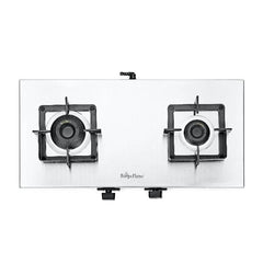 Surya Flame "VOLT SS COOKTOP" 2 Burner L.P.G Stove, 1.2mm Heavy Matt Finish Body, Rrippin Brass Burner BIS Certified and Doorstep Service 5 Years Warranty