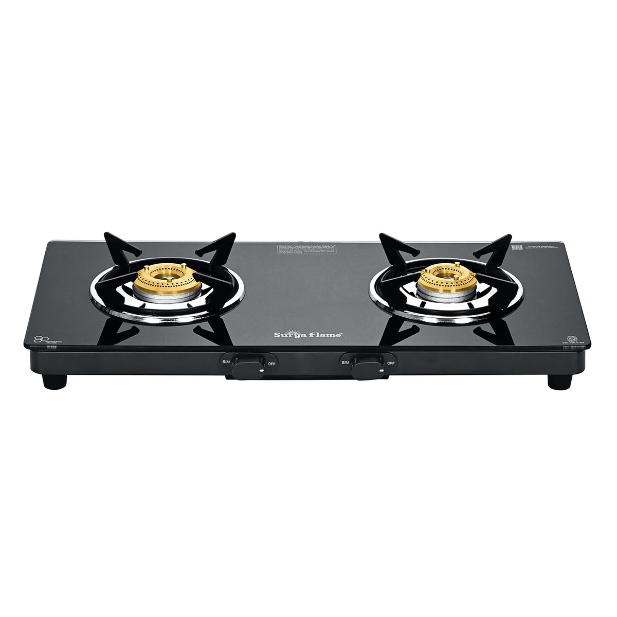 Surya Flame "CRETA GLASS COOKTOP" L.P.G Stove 2 Burner, ISI Certified, Doorstep Services, 2 Years Warranty