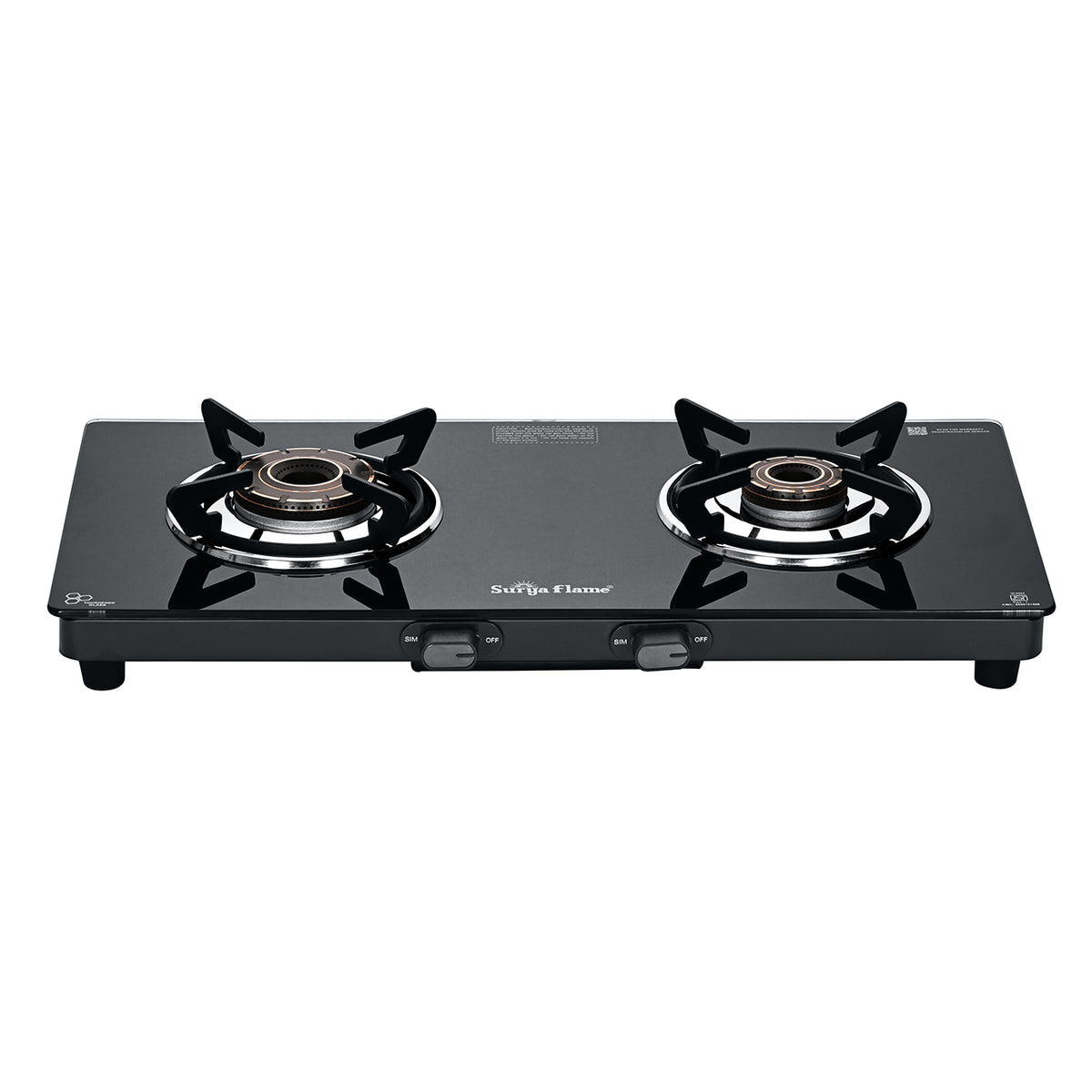 Surya Flame "CRETA PRO GLASS COOKTOP" L.P.G Stove 2 Burner, ISI Certified, Doorstep Services, 5 Years Warranty