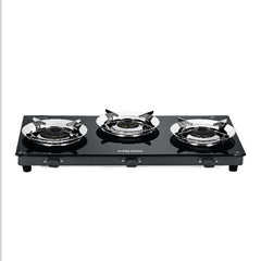 Surya Flame LPG 3 Burner GREEN Glass Gas Stove Manual Ignition LERC Brass Burners & Steel Pan Support With 5 Years Warranty