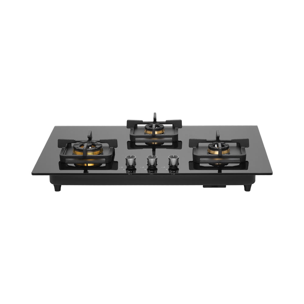 Surya Flame ASTRO Builtin Hob LPG Gas stove 3 Burner Auto Ignition Glass top 8mm Thickness (Jumbo, Medium, Small) 360 Nozzle Doorstep Services 5 Year