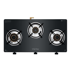 Surya Flame "CRETA PRO GLASS COOKTOP" L.P.G Stove 3 Burner, ISI Certified, Doorstep Services, 5 Years Warranty
