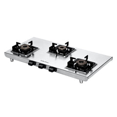 Surya Flame "LAVA SS COOKTOP" 3 Burner L.P.G Stove, 2mm Heavy Matt Finish Body, Experia Burner with BIS Certified and Doorstep Service 5 Years Warranty