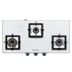 Surya Flame "LAVA SS COOKTOP" 3 Burner L.P.G Stove, 2mm Heavy Matt Finish Body, Experia Burner with BIS Certified and Doorstep Service 5 Years Warranty