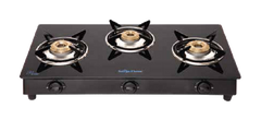 Surya Flame "REGAL GLASS TOP" LPG Stove 3 Burner, Brass Burner, Sturdy Pan Support, with 2 Years Warranty