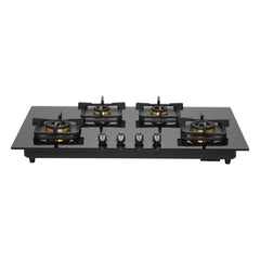 Surya Flame ASTRO Builtin Hob Gas stove 4 Burner Auto Ignition LPG Glass Top 8mm Thickness  (Jumbo, Medium, Small) 360 Nozzle Doorstep Services 5 Year