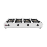 Surya Flame LPG Gas Stove 4 Burner Stainless steel Capri Cooktop With BIS Certified Doorstep Warranty 2 Years (Silver)