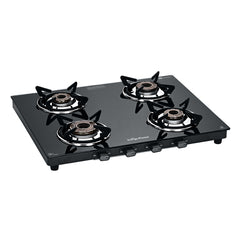 Surya Flame "CRETA PRO GLASS COOKTOP" L.P.G Stove 4 Burner, ISI Certified, Doorstep Services, 5 Years Warranty