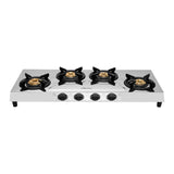 Surya Flame LPG Gas Stove 4 Burner Stainless steel OLYMPUS Cooktop With BIS Certified Doorstep Warranty 2 Years (Silver)