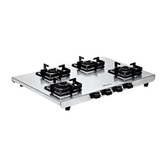 Surya Flame "VOLT SS COOKTOP" 4 Burner L.P.G Stove, 1.2mm Heavy Matt Finish Body, Rrippin Brass Burner BIS Certified and Doorstep Service 5 Years Warranty