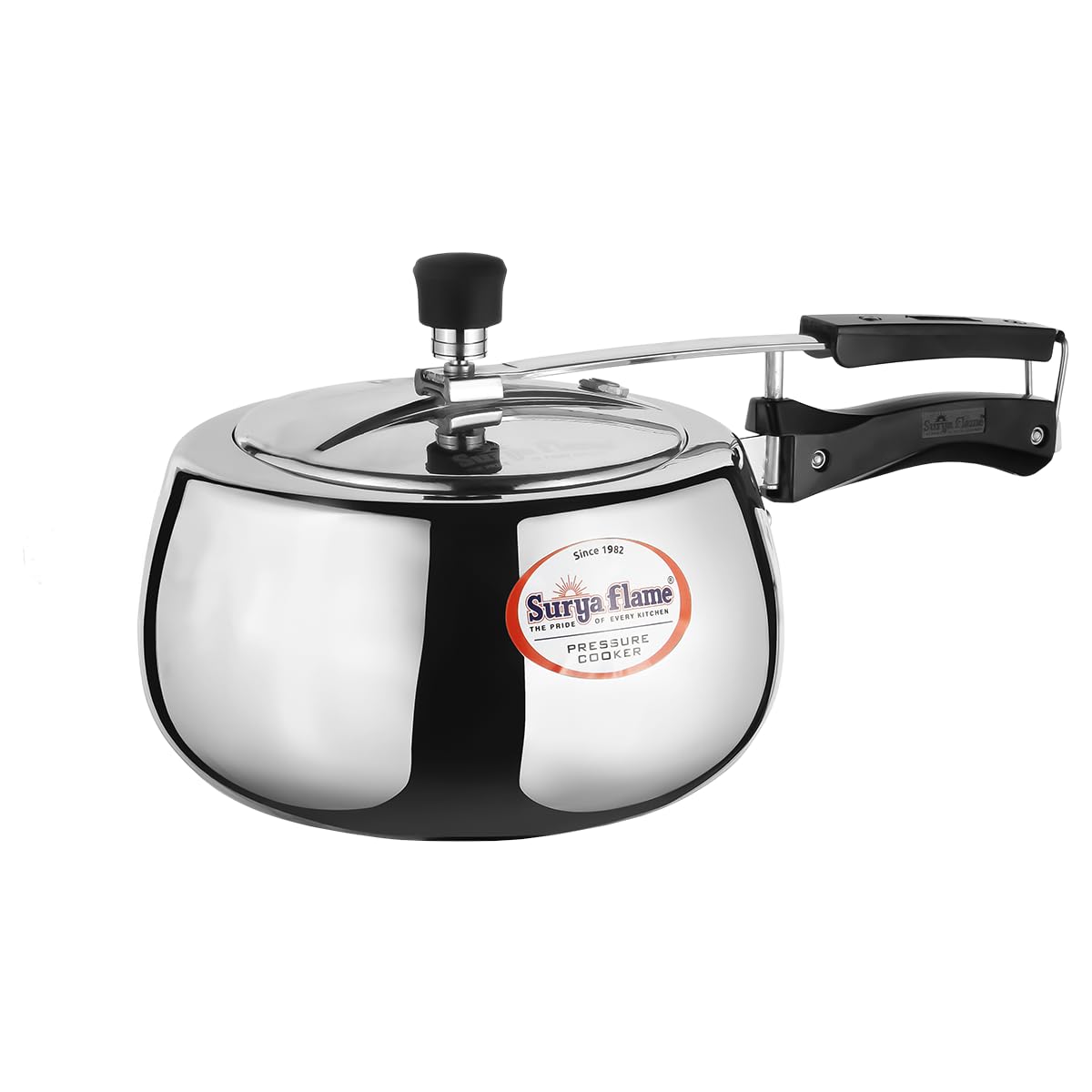 Surya Flame Stainless Steel 5 Litre Pressure Cooker with Inner Lid, Magma Gas & Induction Compatible, ISI Certified (Silver), 3-Year Doorstep Warranty