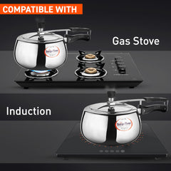 Surya Flame Stainless Steel 5 Litre Pressure Cooker with Inner Lid, Magma Gas & Induction Compatible, ISI Certified (Silver), 3-Year Doorstep Warranty