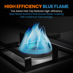 Surya Flame "ADORE HOB TOP" 4B Auto Ignition L.P.G Stove, Toughened Glass (Jumbo, Medium, Small) 360 Degree Revolving Nozzle, Doorstep Services, 5 Years Warranty