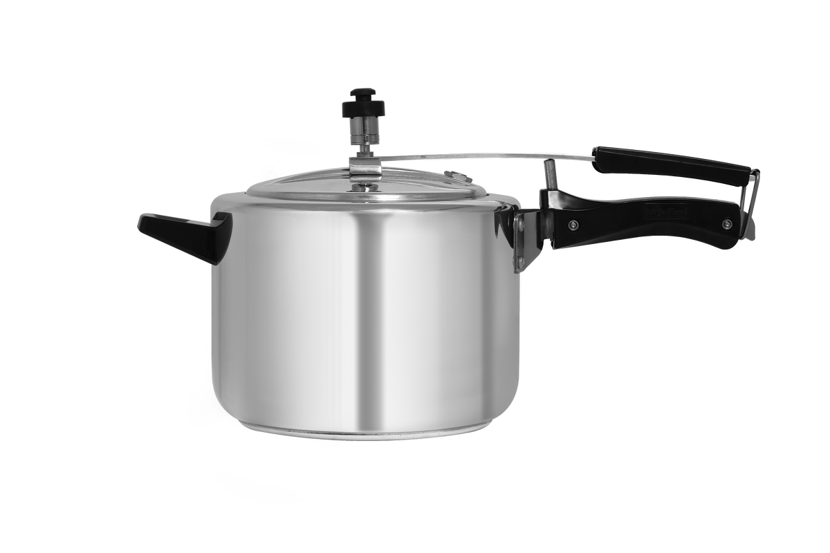 Surya Flame Aluminum 5 Litre Pressure cooker Republic inner lid, Gas and Induction Compatible ISI certified (Silver)3 Year Doorstep Warranty