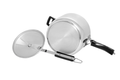 Surya Flame Aluminum 5 Litre Pressure cooker Republic inner lid, Gas and Induction Compatible ISI certified (Silver)3 Year Doorstep Warranty