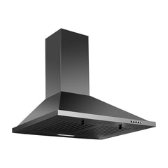 Surya Flame "PYRAMID KITCHEN CHIMNEY" Matte Black Wall Mounted 60 CM 800 m³/hr. Powerful Suction,3 Speed Push Button Control, Baffle Double Filter