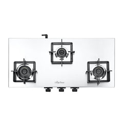 Surya Flame "VOLT SS COOKTOP" 3 Burner L.P.G Stove, 1.2mm Heavy Matt Finish Body, Rrippin Brass Burner BIS Certified and Doorstep Service 5 Years Warranty