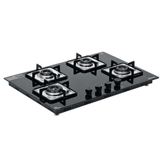 Surya Flame Galaxy 4 Burner Hob | Italian Sabaf Burners, Gas Valve, Mixing Tube & Auto Ignition | 8mm Glass | Metal Knobs & PVD Coated SS Drip Tray Flame Protection Pan Support | 5 Years Warranty